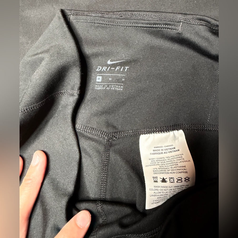 Nike Black High-Rise Bike Shorts with Rainbow Side Stripe - Picture 3 of 4